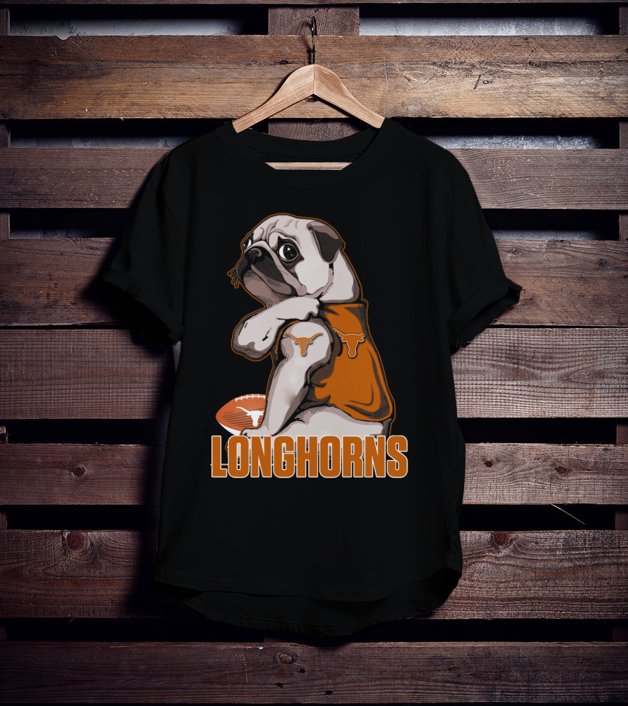 Pug Longhorns Football T-Shirt
