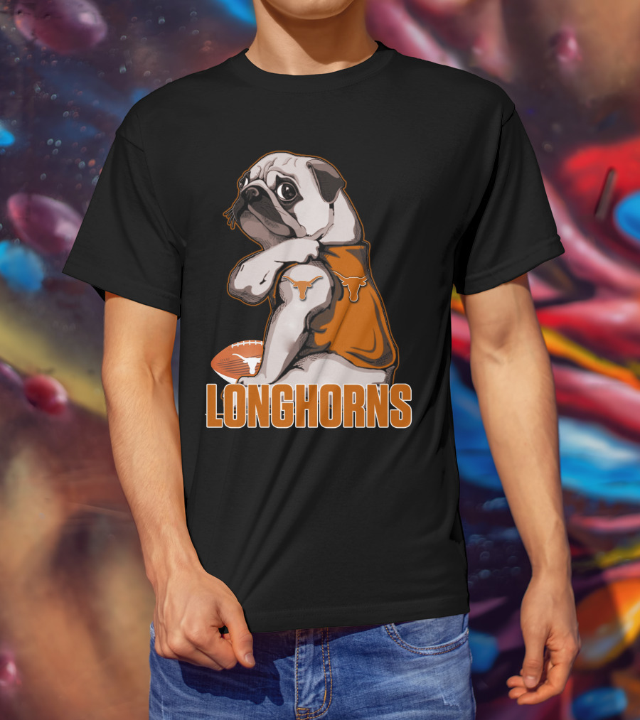 Pug Longhorns Football T-Shirt