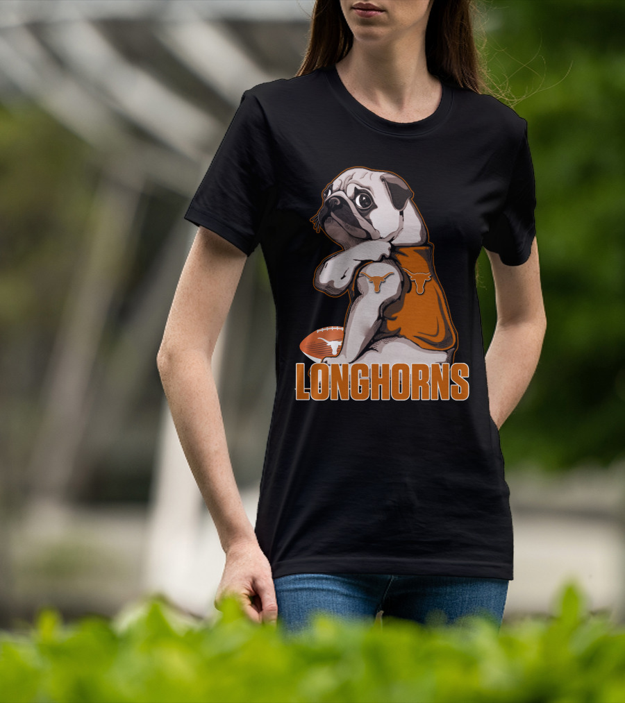 Pug Longhorns Football T-Shirt