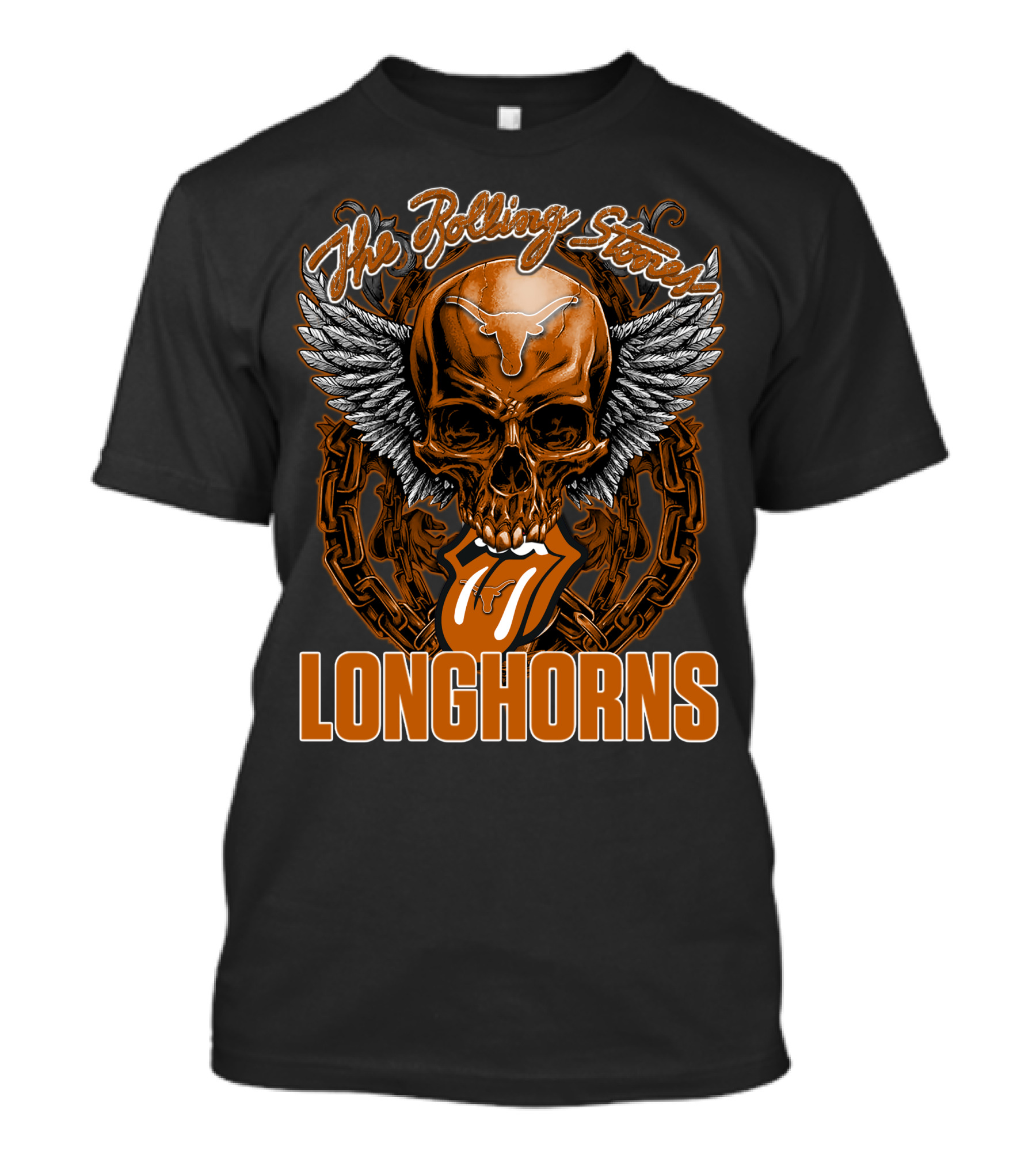 The Rolling Stones Texas Longhorns Skull Winged Tongue T-Shirt