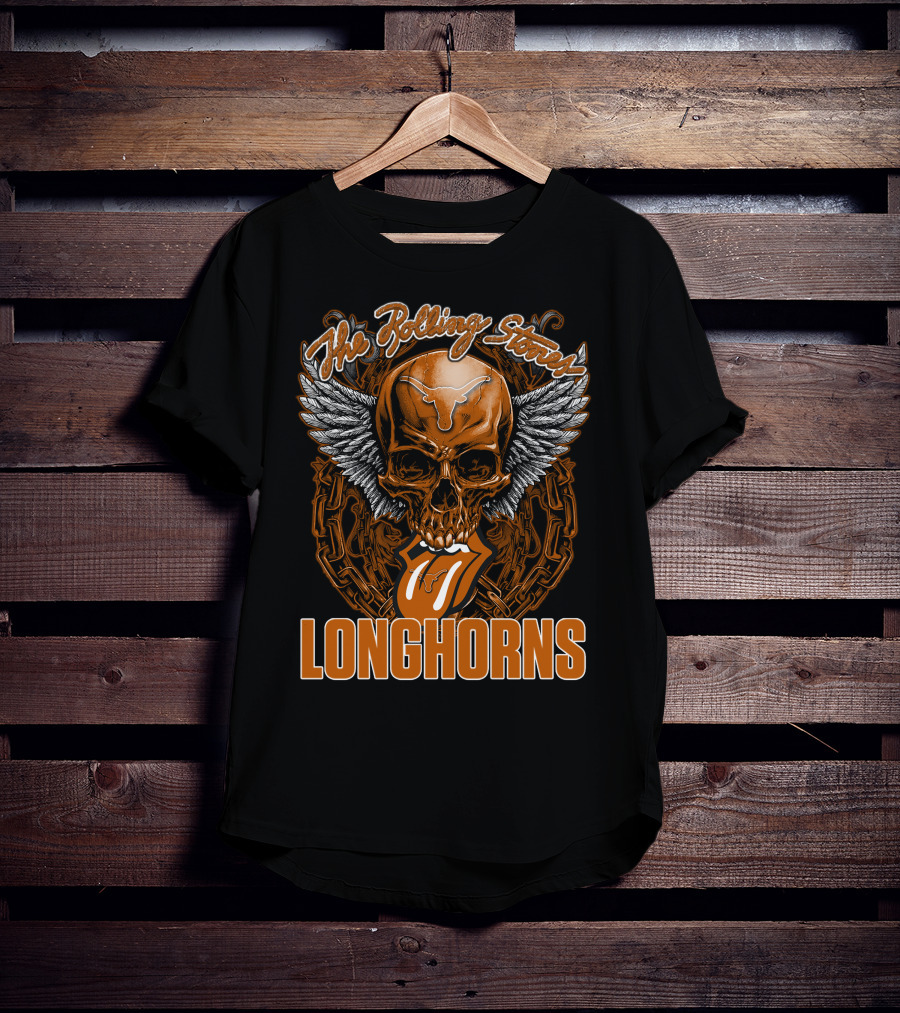 The Rolling Stones Texas Longhorns Skull Winged Tongue T-Shirt