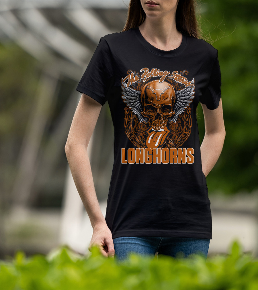 The Rolling Stones Texas Longhorns Skull Winged Tongue T-Shirt