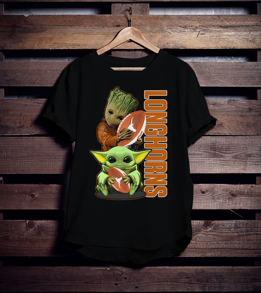 Grzd Texas Longhorns Football Grogu Groot T-Shirt
