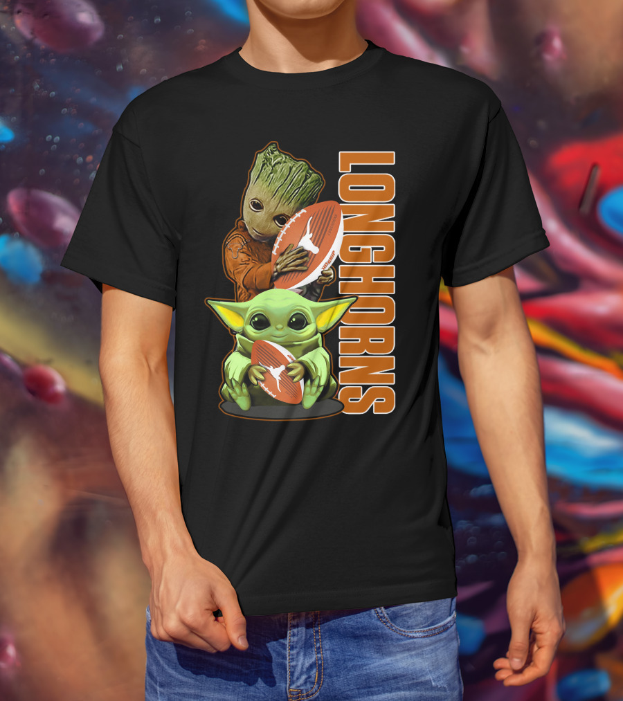 Grzd Texas Longhorns Football Grogu Groot T-Shirt