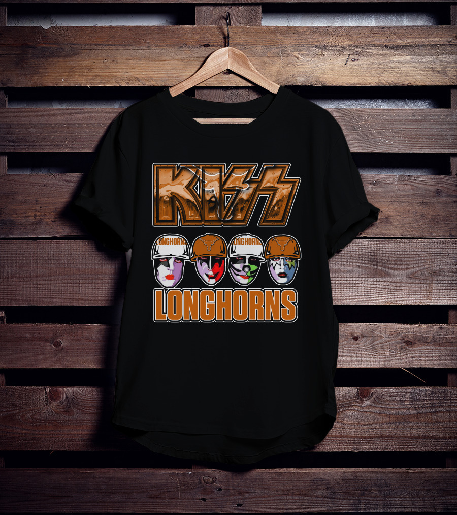 KISS Longhorns Texas Band-Themed NCAA Collaboration T-Shirt