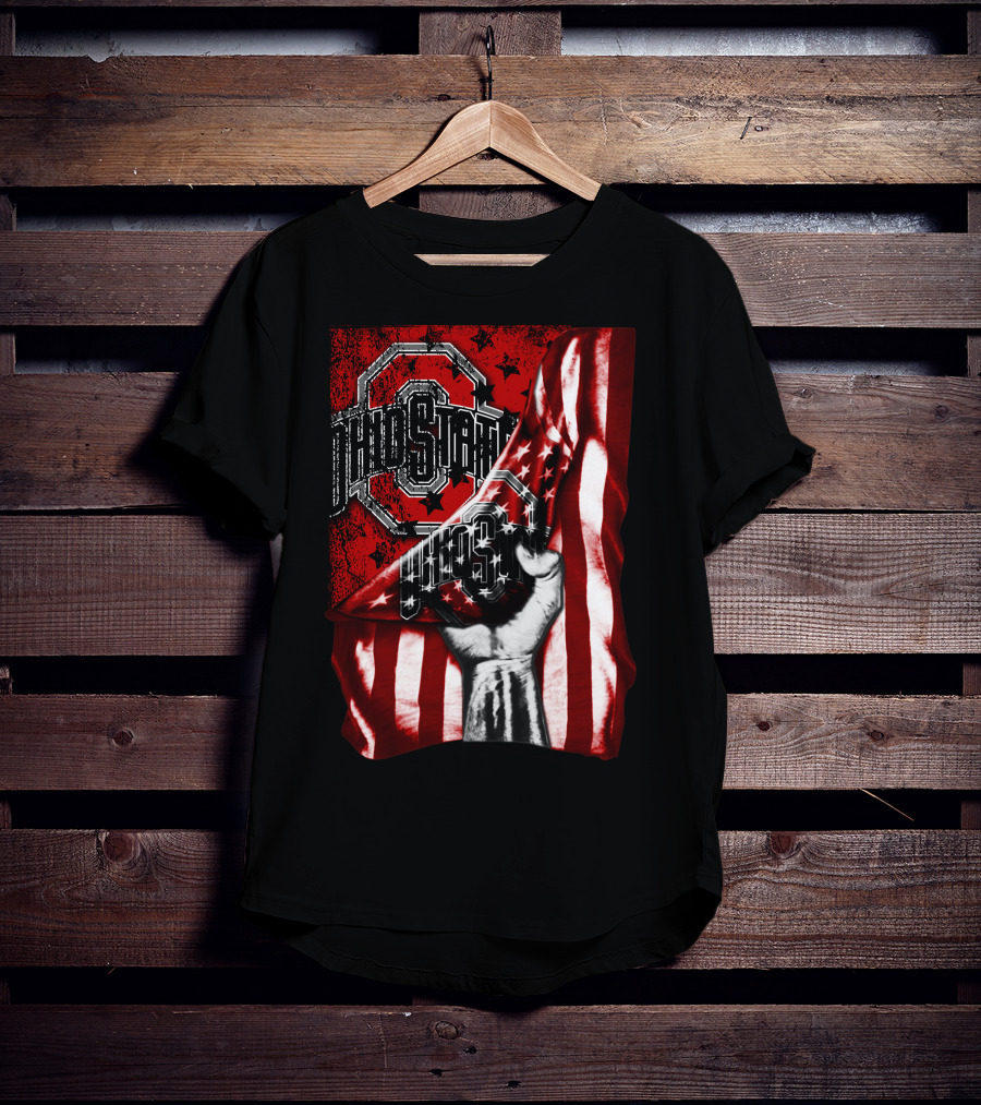 Ohio State Buckeyes American Flag Fist T-Shirt