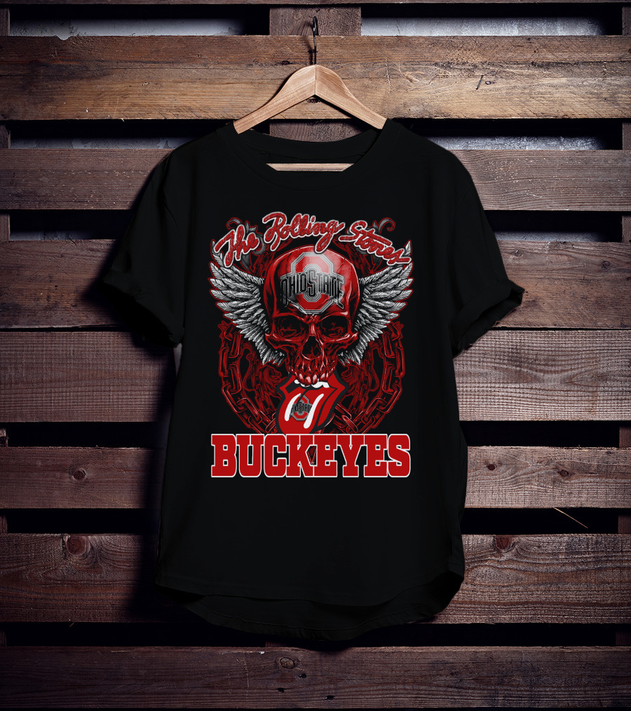 The Rolling Stones Ohio State Buckeyes Skull With Wings And Tongue T-Shirt