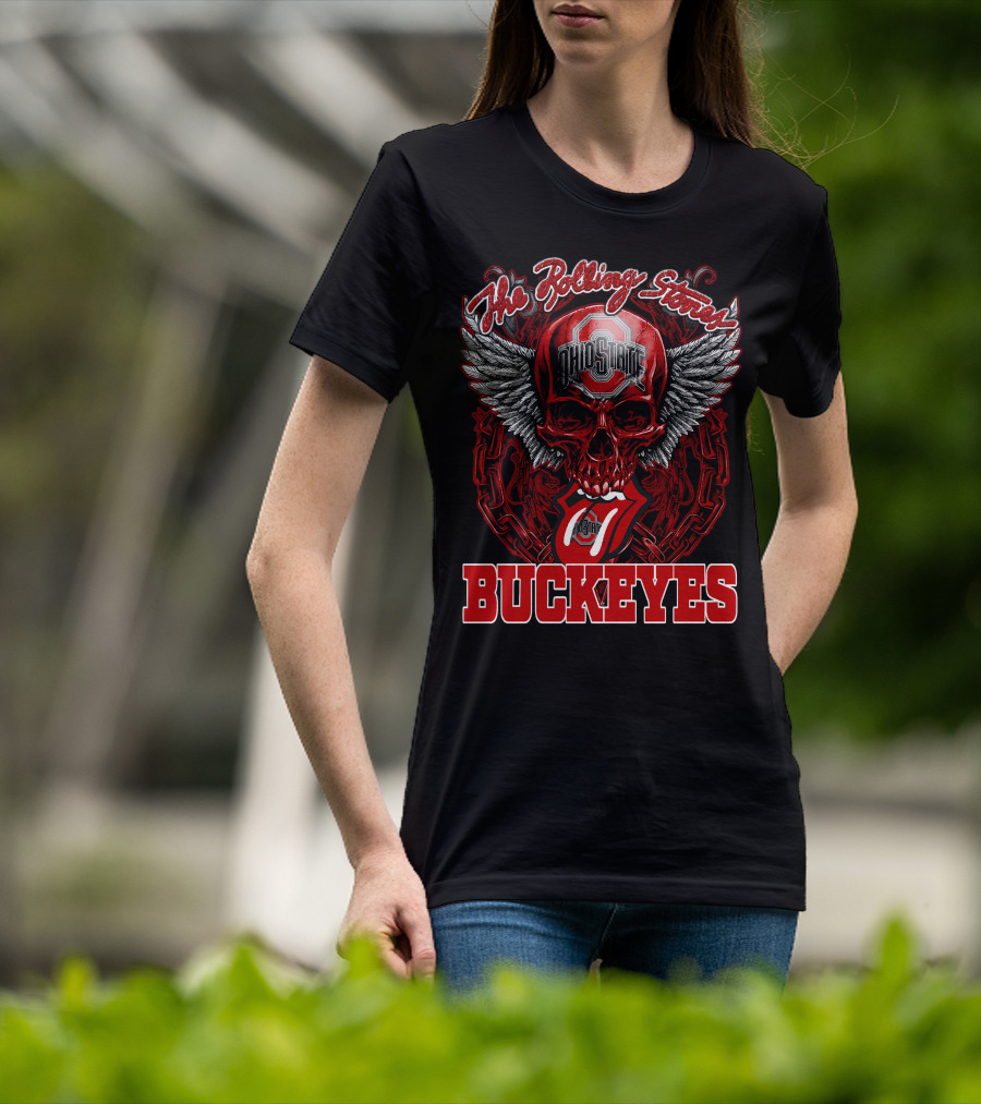 The Rolling Stones Ohio State Buckeyes Skull With Wings And Tongue T-Shirt
