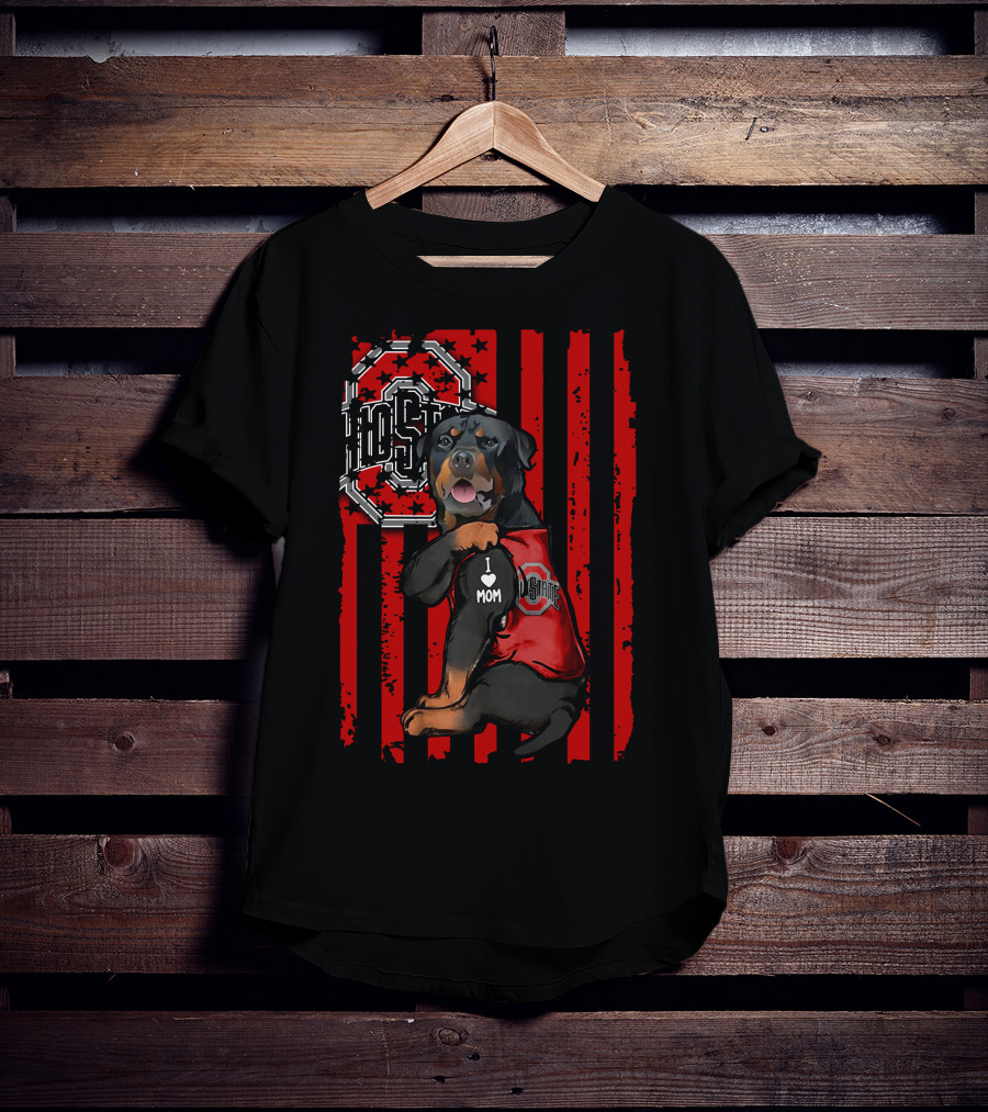 Rottweiler Ohio State Buckeyes I Love Mom T-Shirt