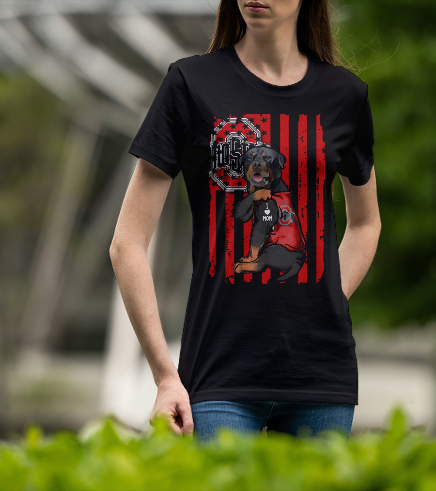 Rottweiler Ohio State Buckeyes I Love Mom T-Shirt
