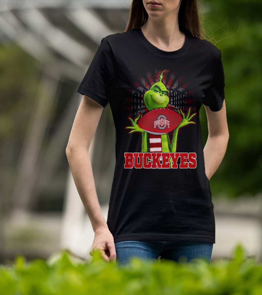 Grinch Holding Ohio State Buckeyes Football T-Shirt