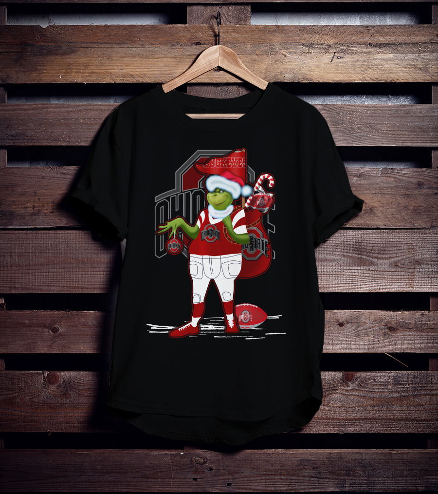 Grinch Christmas Ohio State Buckeyes Holiday Football Fan Gear T-Shirt