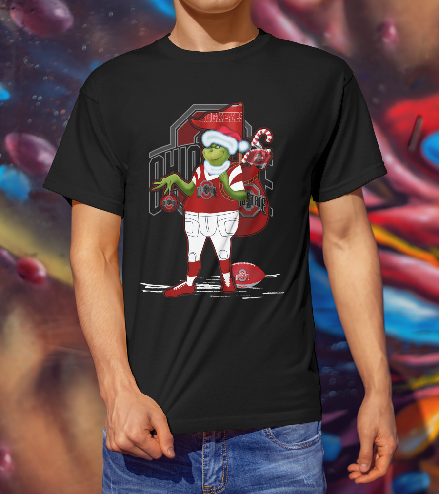 Grinch Christmas Ohio State Buckeyes Holiday Football Fan Gear T-Shirt