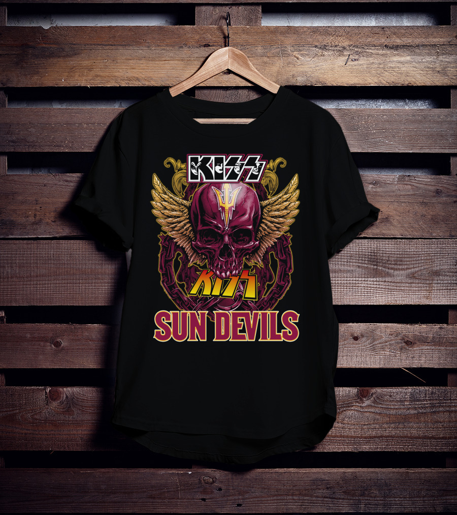 KISS Sun Devils Skull With Wings And Chain T-Shirt