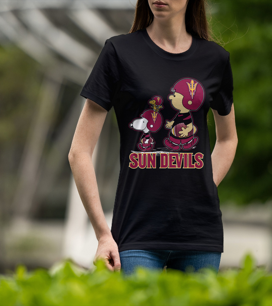 Snpfootball Sun Devils Arizona Peanuts Crossover Football Theme T-Shirt