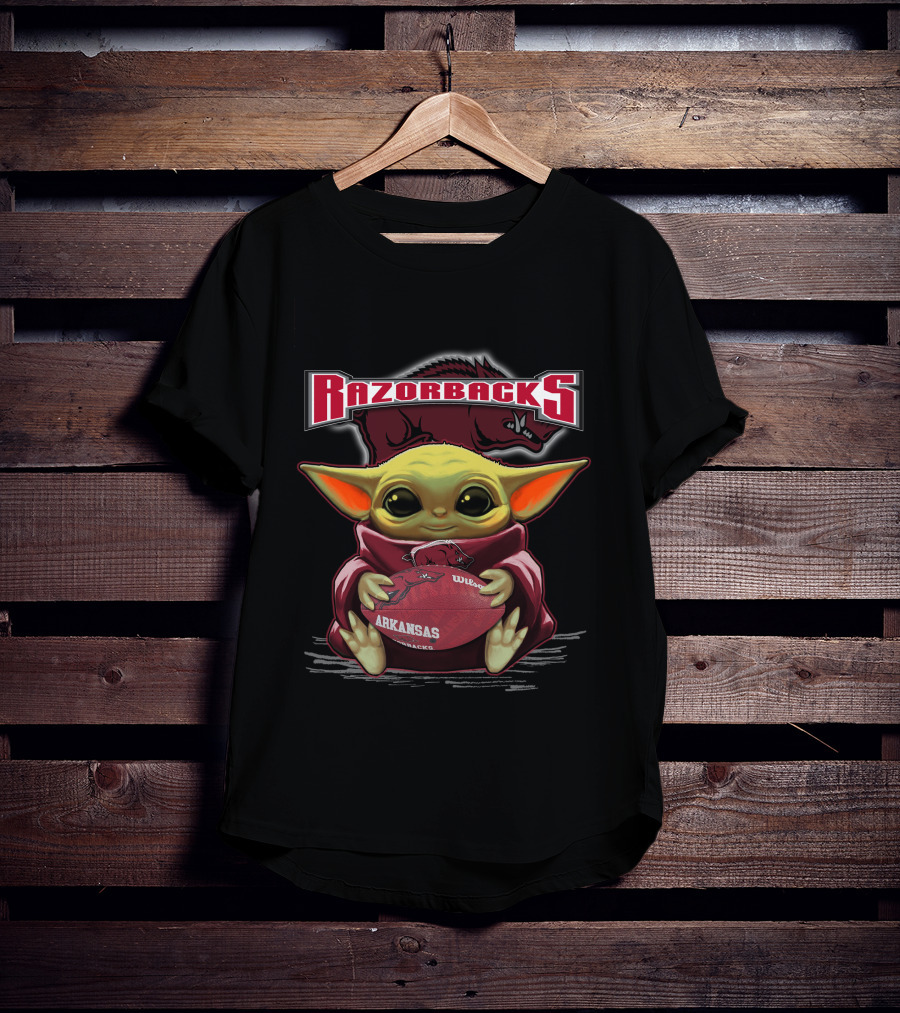 Razorbacks Arkansas Yoda Football T-Shirt