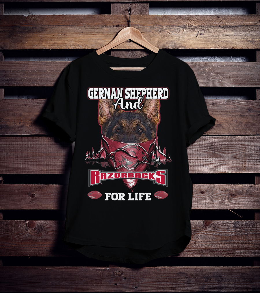 German Shepherd And Razorbacks For Life T-Shirt