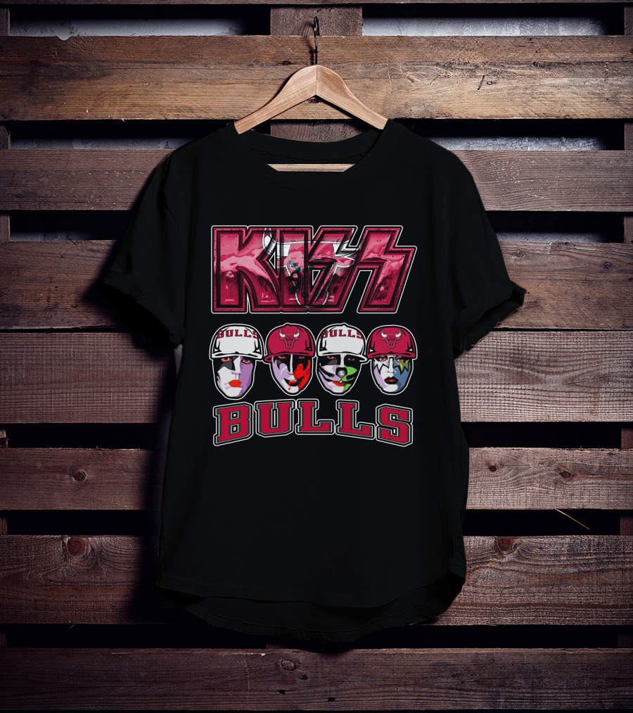 Kiss Meets Chicago Bulls Rock Band Makeup Faces T-Shirt