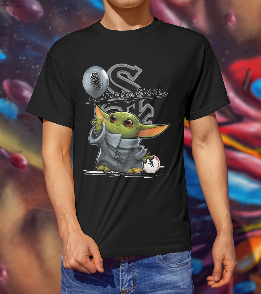 Yoda Chicago White Sox Balloon Baseball T-Shirt