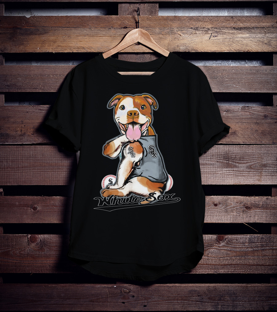 Pittbull White Sox Baseball Dog T-Shirt
