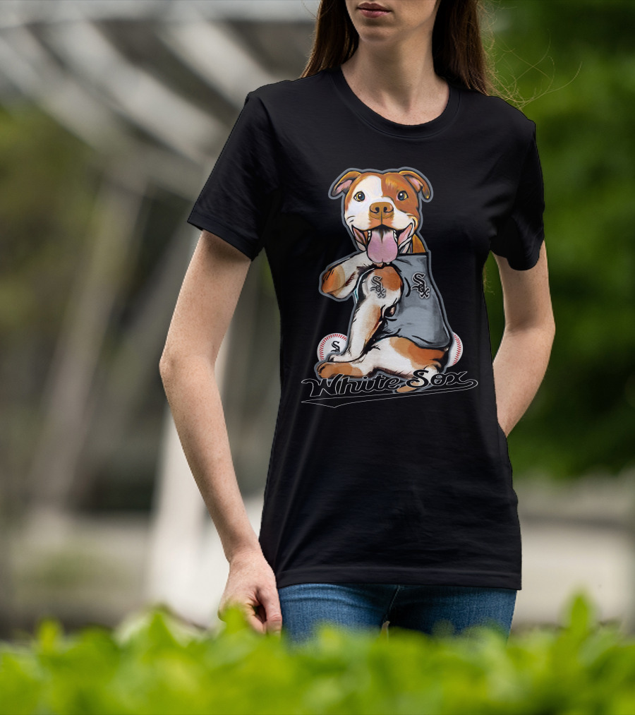 Pittbull White Sox Baseball Dog T-Shirt