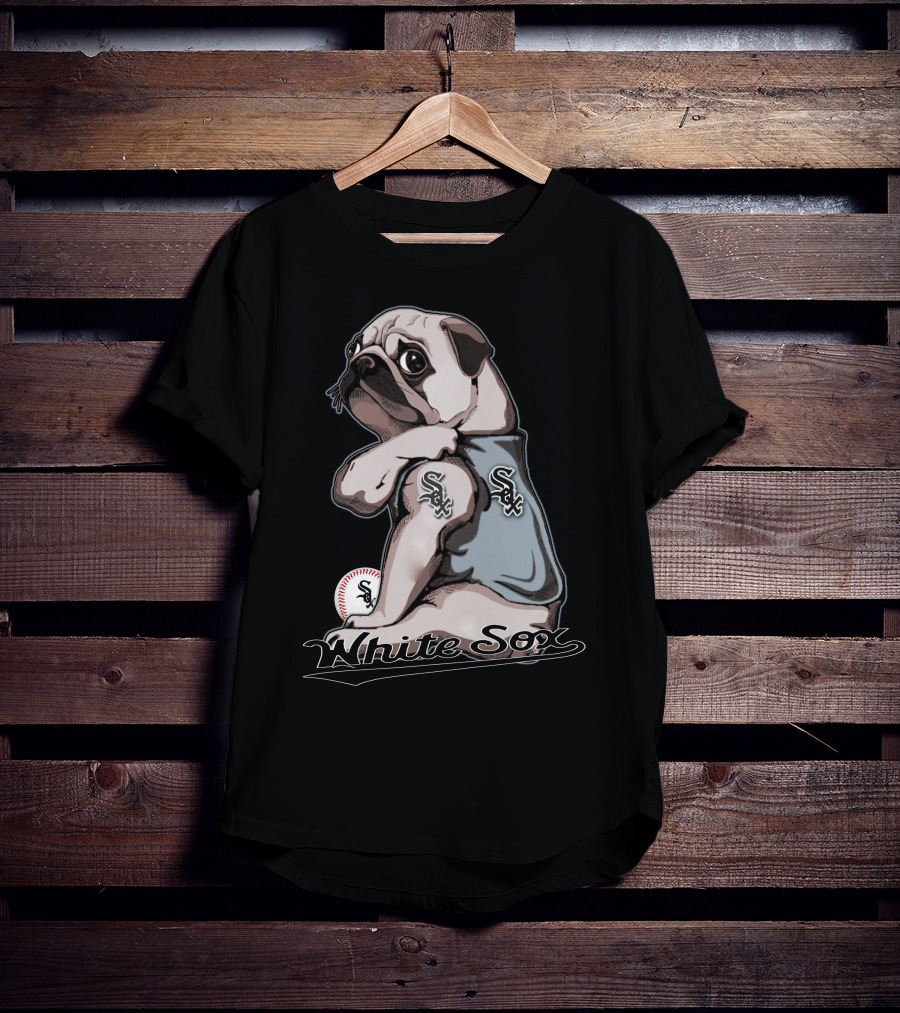 Pug White Sox Baseball Team Fan T-Shirt