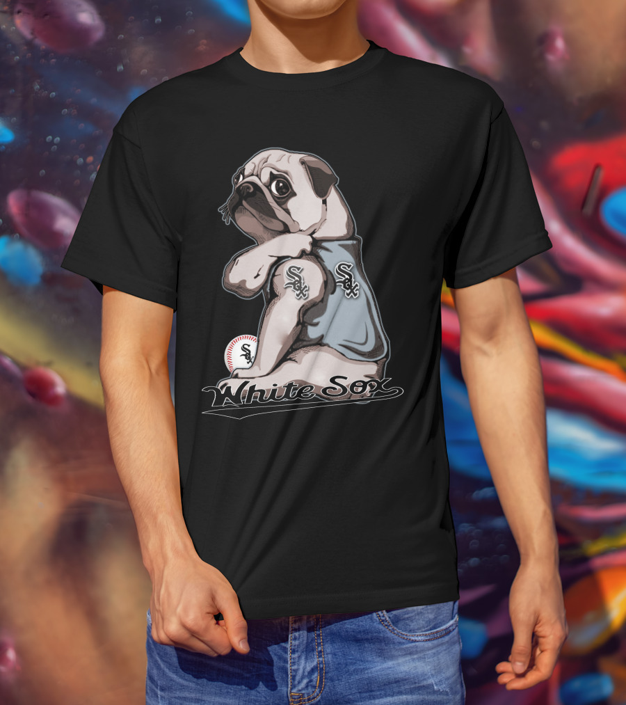 Pug White Sox Baseball Team Fan T-Shirt