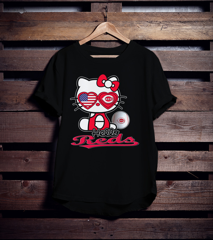 Hello Kitty Reds Cincinnati Baseball America T-Shirt