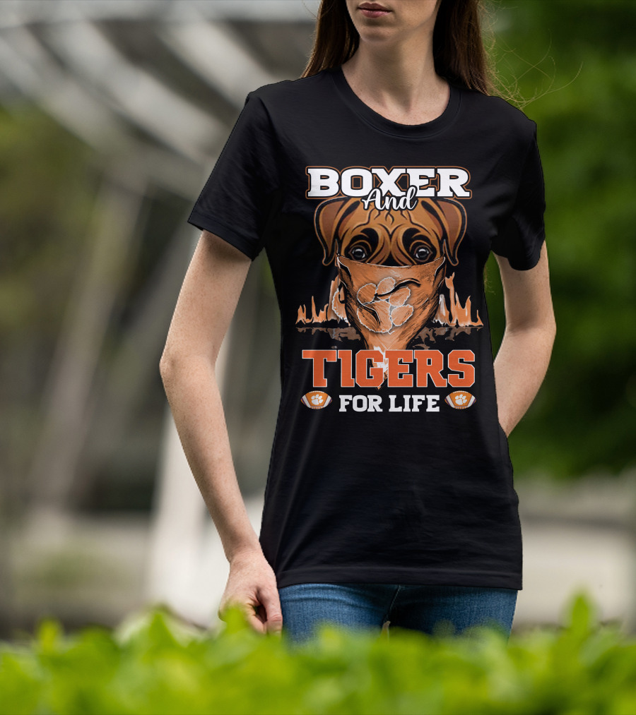 Boxer And Tigers For Life Clemson T-Shirt