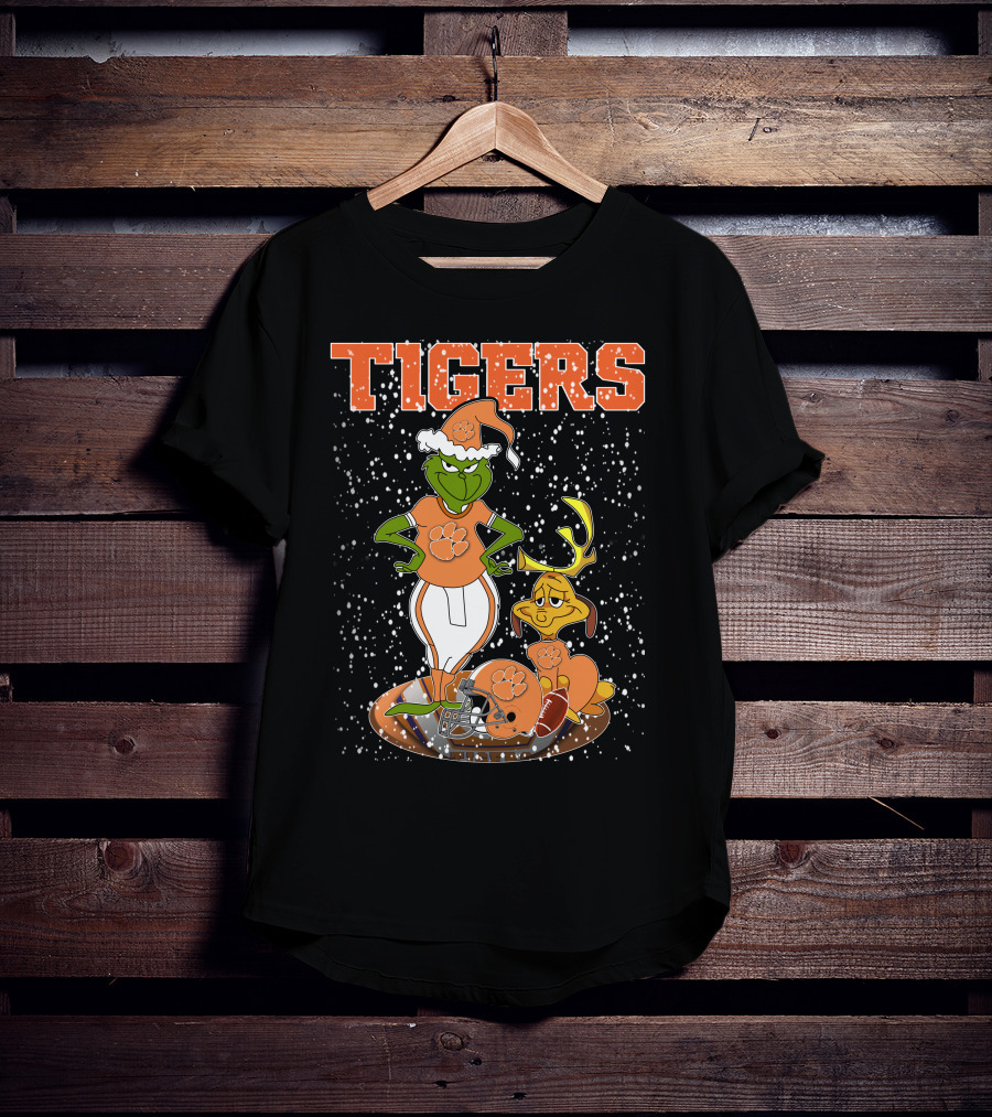 Grinch Clemson Tigers Christmas Football T-Shirt