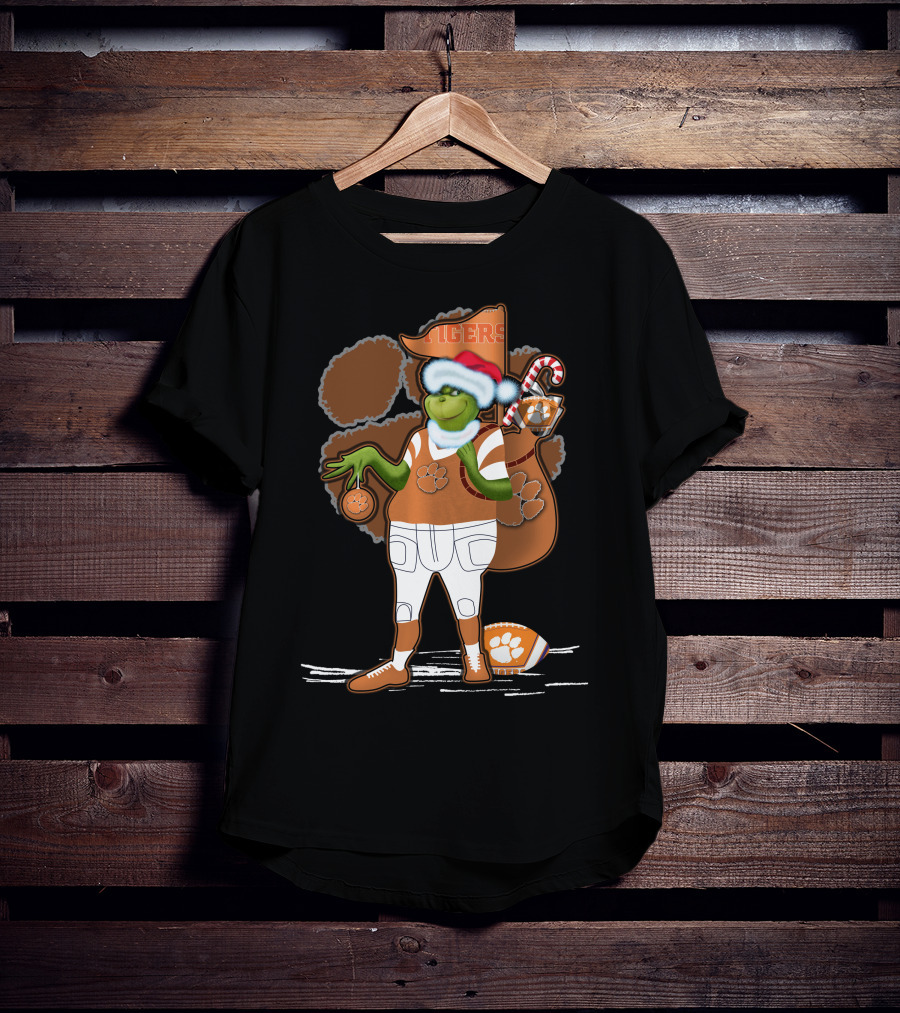 Grinchxmas Clemson Tigers Holiday Spirit Football Fandom T-Shirt