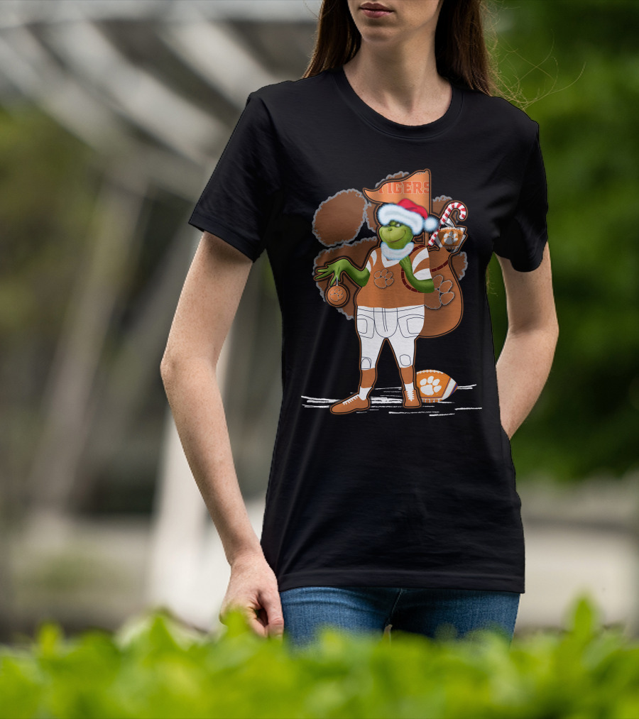 Grinchxmas Clemson Tigers Holiday Spirit Football Fandom T-Shirt