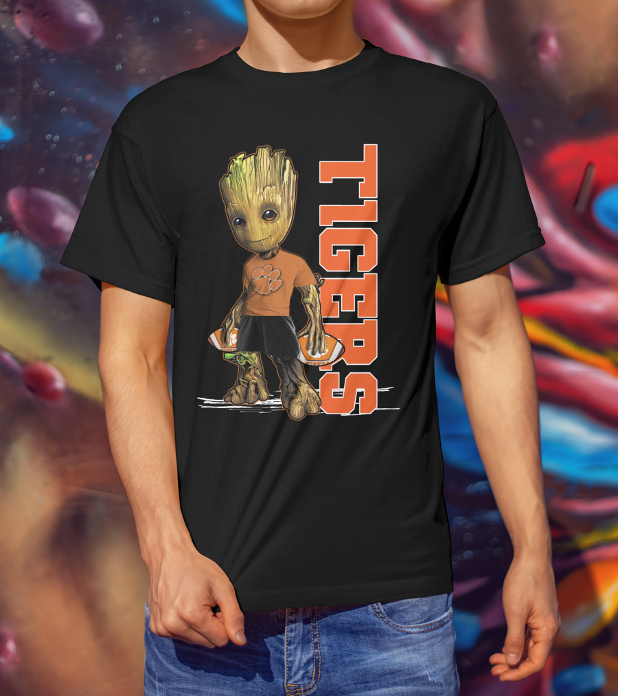 Groot Clemson Tigers Football Fan Marvel Groot And Clemson University Sports Fan Gear T-Shirt