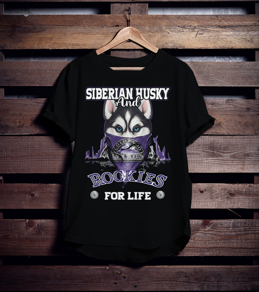 Siberian Husky And Colorado Rockies For Life T-Shirt