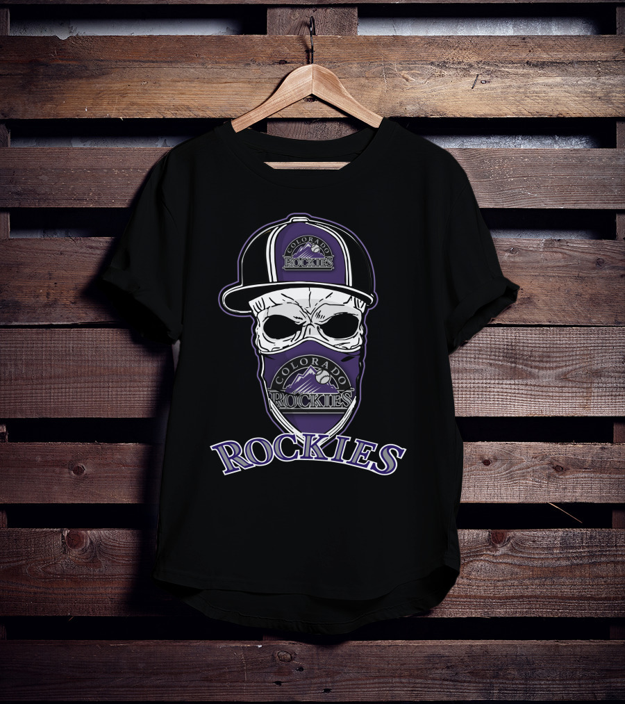 Colorado Rockies Skull With Hat And Bandana T-Shirt