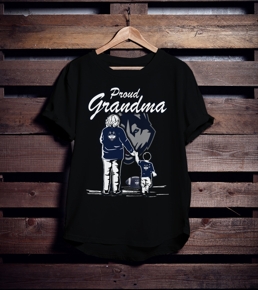 Proud Grandma Connecticut Huskies Football Family Moment T-Shirt