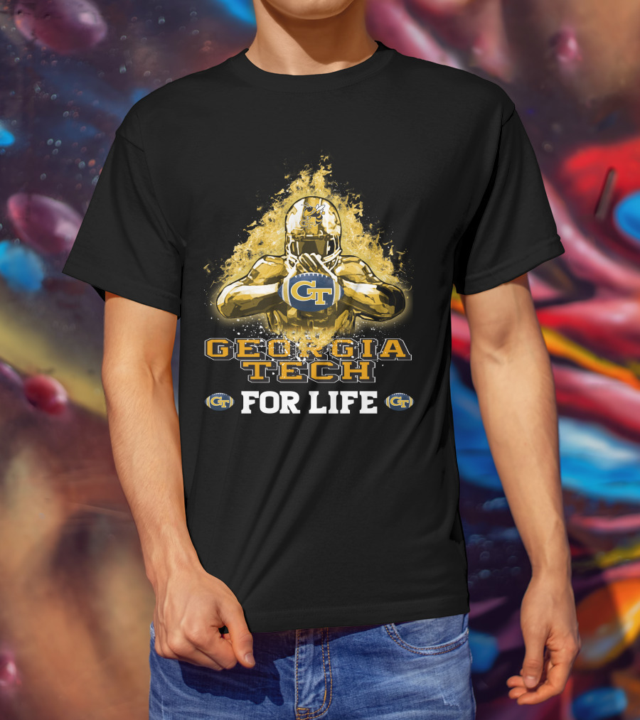 Georgia Tech GT Yellow Jackets Football Helmet For Life T-Shirt