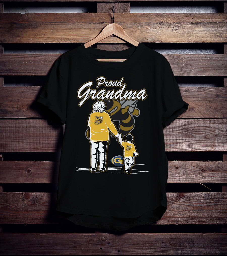Proud Grandma Georgia Tech Yellow Jackets Buzz Football T-Shirt