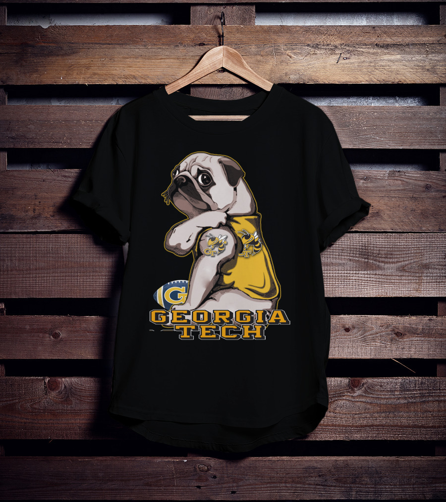 Georgia Tech Yellow Jackets Pug Football T-Shirt