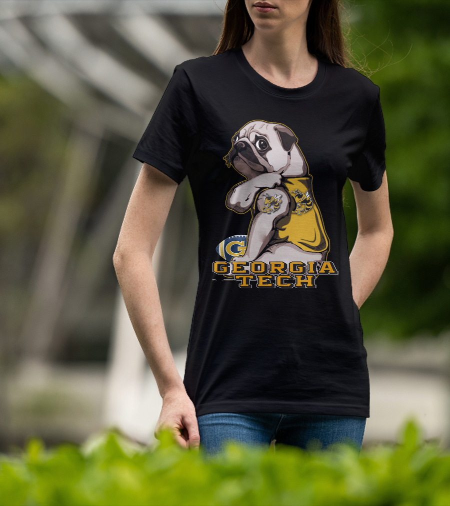Georgia Tech Yellow Jackets Pug Football T-Shirt