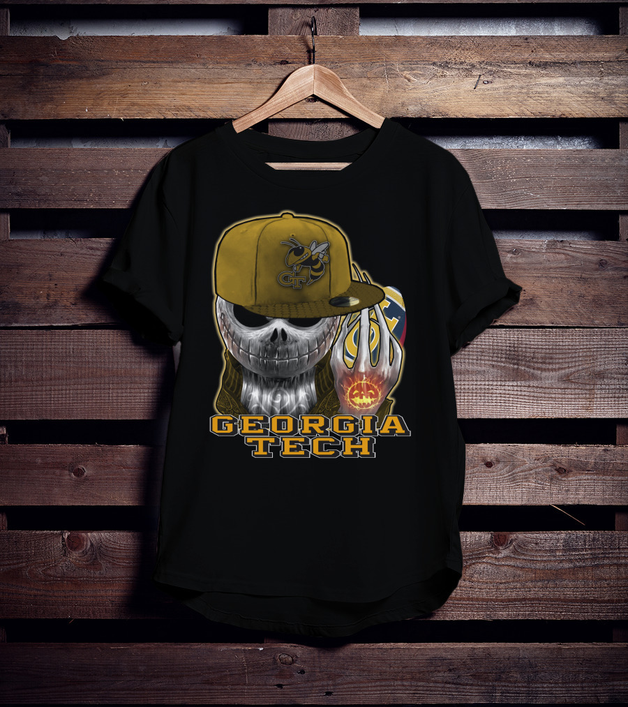 Jackskull Georgia Tech Yellow Jackets Skeleton Skull Halloween T-Shirt
