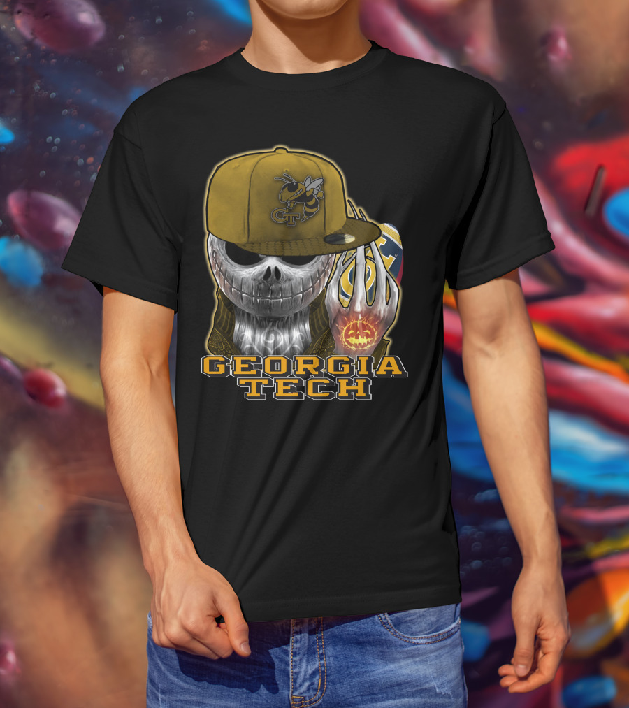 Jackskull Georgia Tech Yellow Jackets Skeleton Skull Halloween T-Shirt