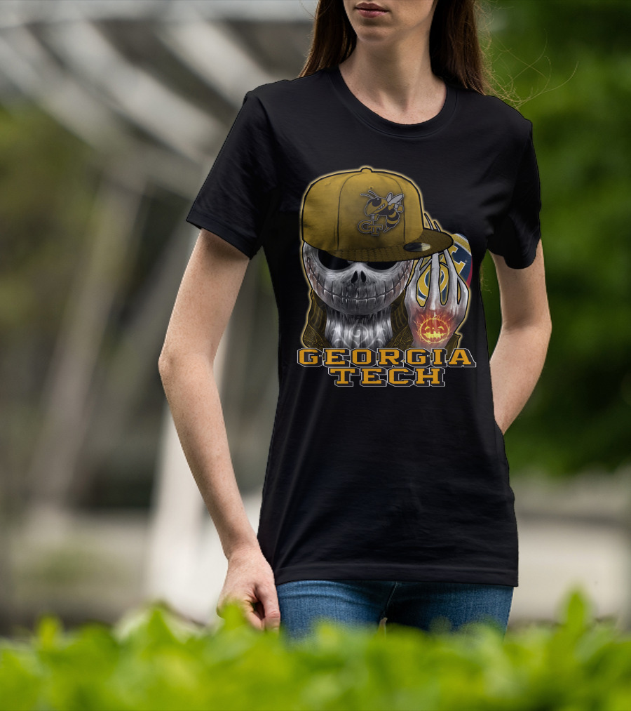 Jackskull Georgia Tech Yellow Jackets Skeleton Skull Halloween T-Shirt