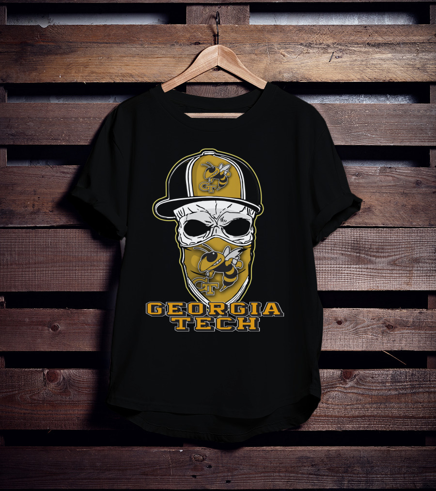 Skull Hat Georgia Tech Yellow Jackets Buzz Mascot T-Shirt