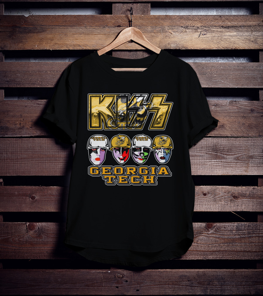 Kiss Georgia Tech Yellow Jackets Faces T-Shirt