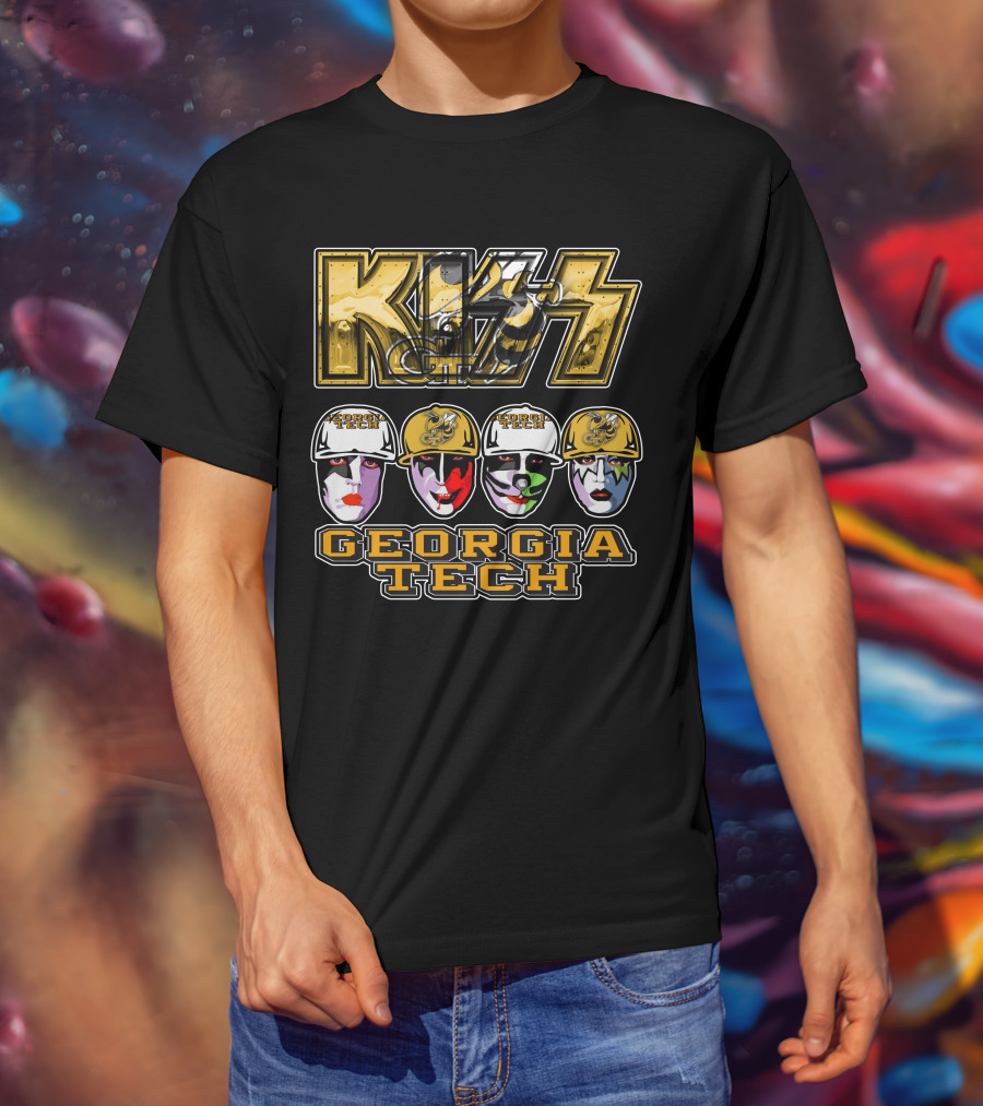 Kiss Georgia Tech Yellow Jackets Faces T-Shirt