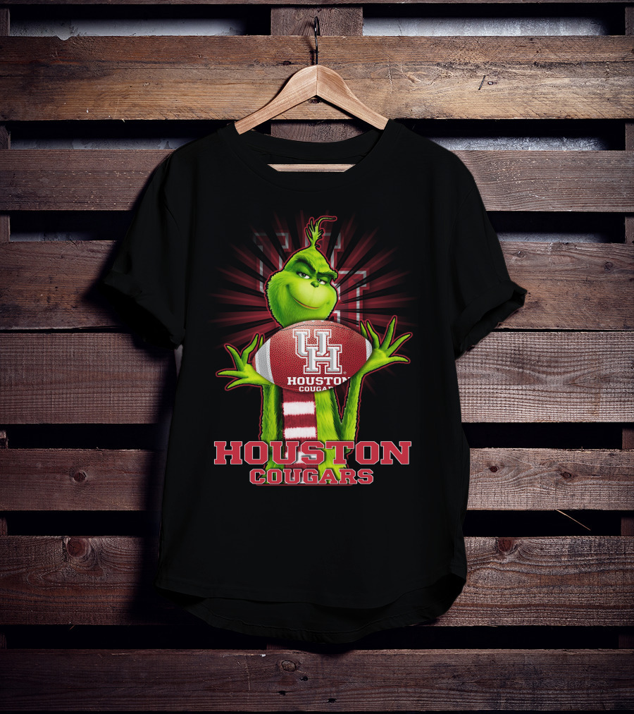 Grinch Holding Football Houston Cougars UH T-Shirt