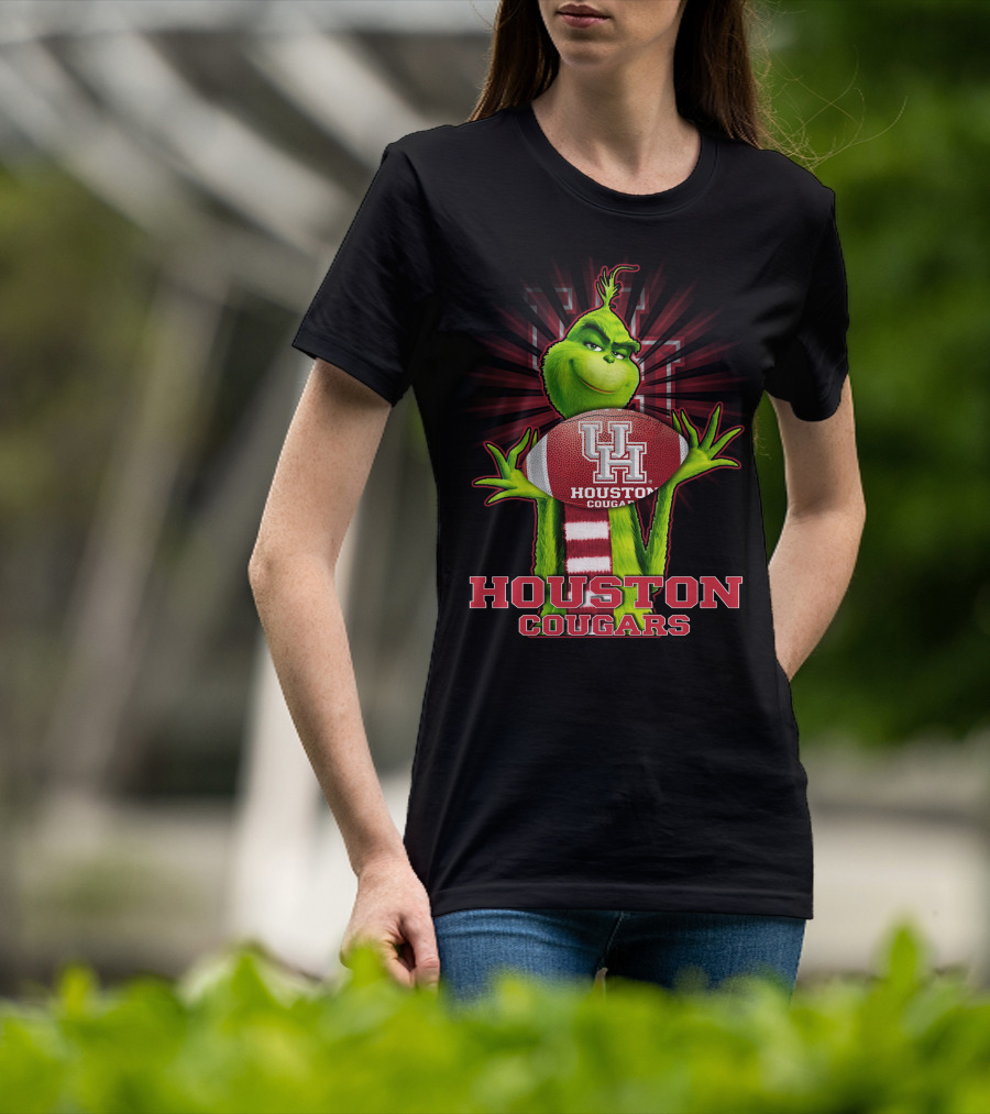 Grinch Holding Football Houston Cougars UH T-Shirt