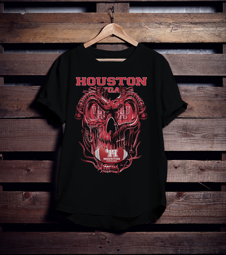 Houston Cougars Dragonskull Football T-Shirt