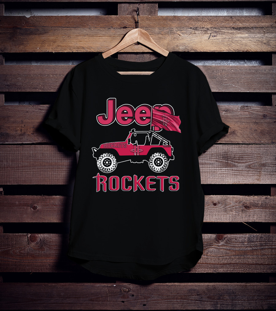Jeep Houston Rockets Flag And Off-Road Vehicle T-Shirt